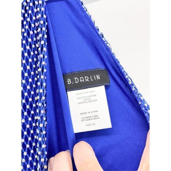 B Darlin‎ Halter Dress Size 5/6 Juniors Embellished Blue Maxi Gown NEW - Picture 4 of 9
